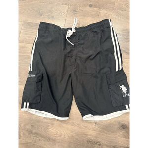 US Polo Assn Mens Black Cargo Swim Shorts UPF 50 Size 2XL